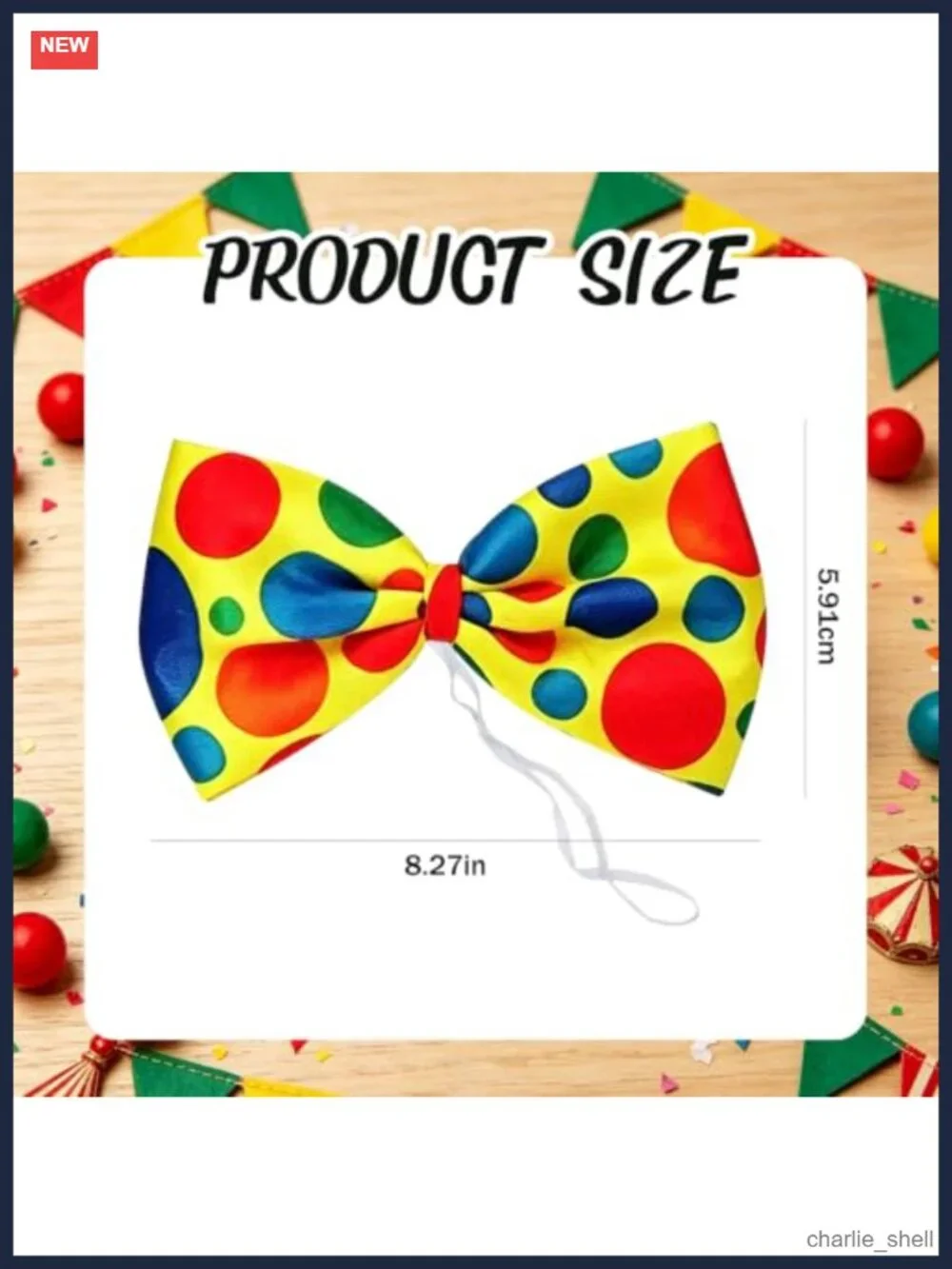 Jumbo Polka Dot Clown Bow Tie Satin Sponge Adult Halloween Costume